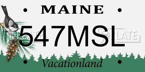 547MSL Maine License Plate