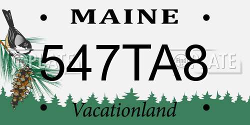 547TA8 Maine License Plate