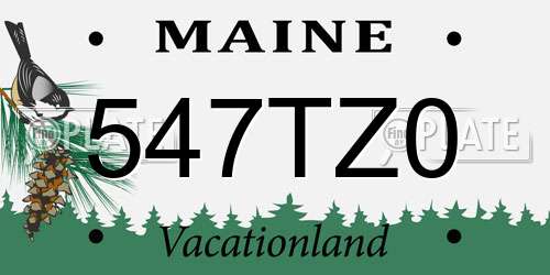 547TZ0 Maine License Plate