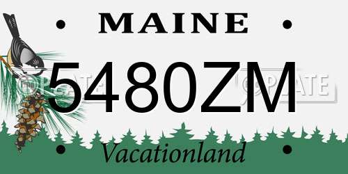 5480ZM Maine License Plate