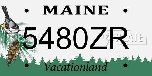 5480ZR Maine License Plate
