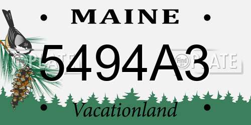 5494A3 Maine License Plate