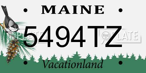 5494TZ Maine License Plate