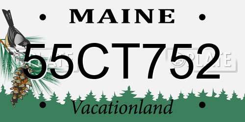 55CT752 Maine License Plate