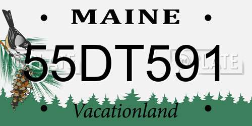 55DT591 Maine License Plate