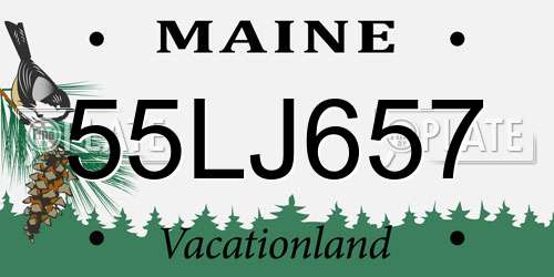 55LJ657 Maine License Plate
