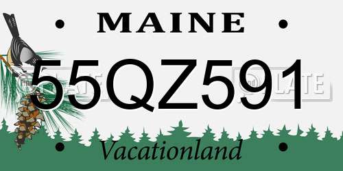 55QZ591 Maine License Plate