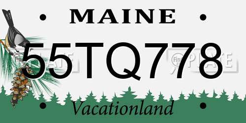 55TQ778 Maine License Plate
