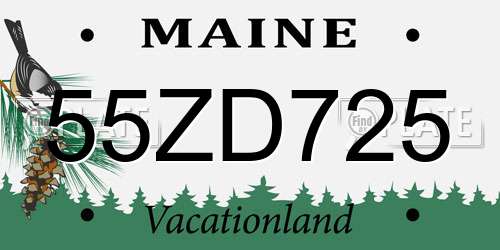 55ZD725 Maine License Plate