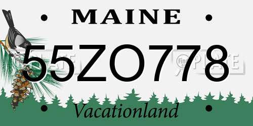 55ZO778 Maine License Plate