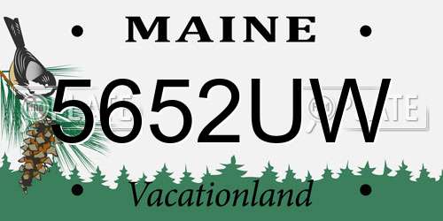 5652UW Maine License Plate