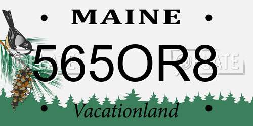 565OR8 Maine License Plate