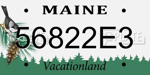 56822E3 Maine License Plate
