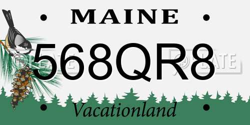 568QR8 Maine License Plate