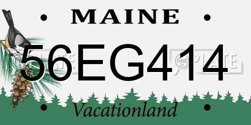56EG414 Maine License Plate