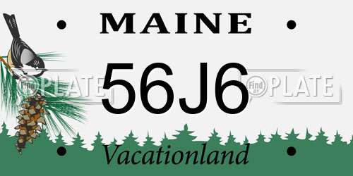 56J6 Maine License Plate
