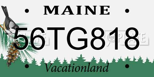 56TG818 Maine License Plate