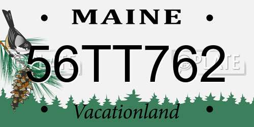 56TT762 Maine License Plate