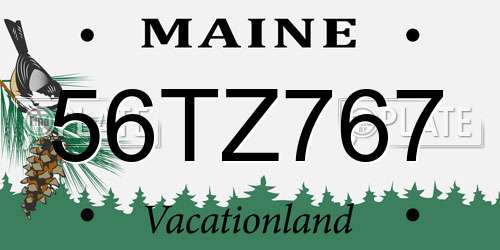 56TZ767 Maine License Plate