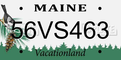 56VS463 Maine License Plate