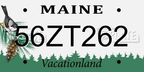 56ZT262 Maine License Plate