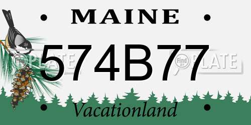 574B77 Maine License Plate