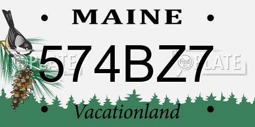 574BZ7 Maine License Plate