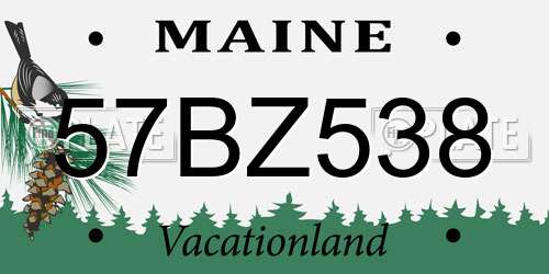 57BZ538 Maine License Plate