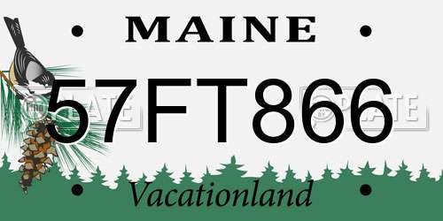 57FT866 Maine License Plate