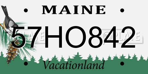 57HO842 Maine License Plate