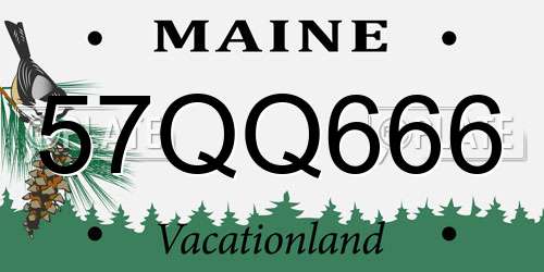 57QQ666 Maine License Plate