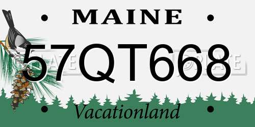 57QT668 Maine License Plate