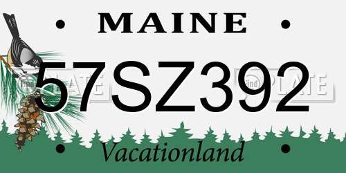 57SZ392 Maine License Plate