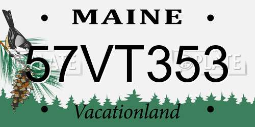 57VT353 Maine License Plate