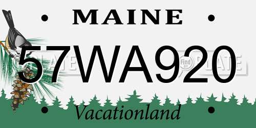 57WA920 Maine License Plate