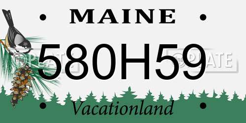 580H59 Maine License Plate