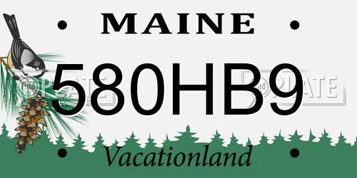 580HB9 Maine License Plate