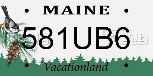 581UB6 Maine License Plate
