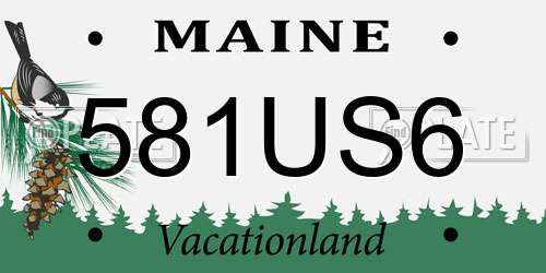 581US6 Maine License Plate