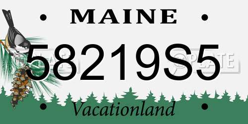 58219S5 Maine License Plate