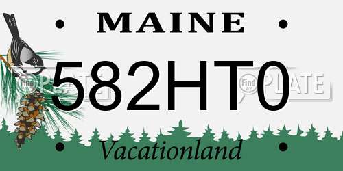 582HT0 Maine License Plate