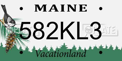 582KL3 Maine License Plate