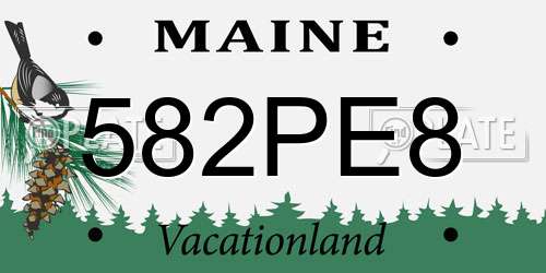582PE8 Maine License Plate