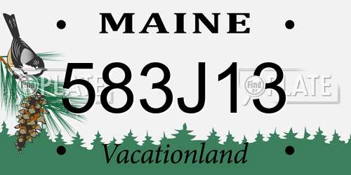 583J13 Maine License Plate