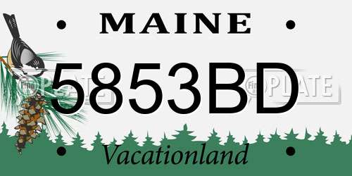 5853BD Maine License Plate