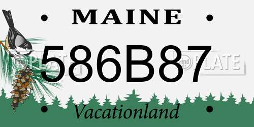 586B87 Maine License Plate