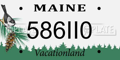 586II0 Maine License Plate
