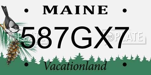 587GX7 Maine License Plate