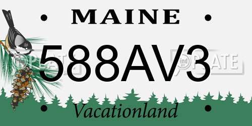 588AV3 Maine License Plate