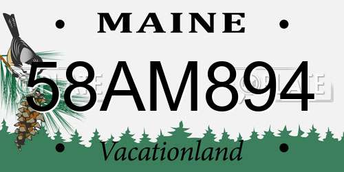 58AM894 Maine License Plate